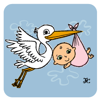 Cigüeña con bebé