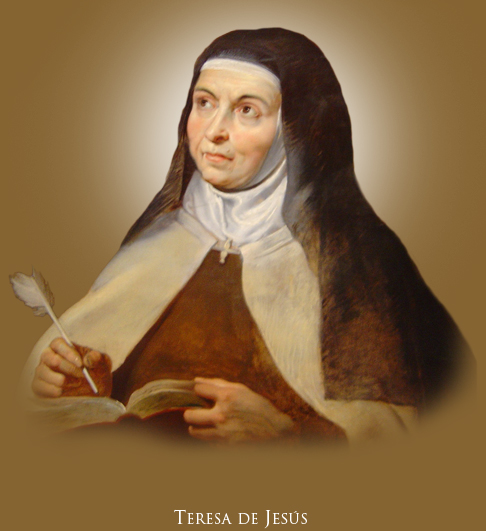 Santa Teresa de Jesús con la pluma y el libro